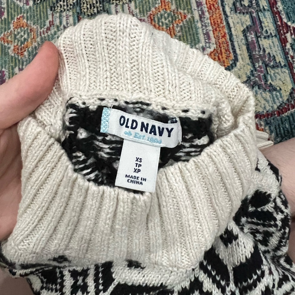 Old Navy Black and White Cowl Neck Sweater